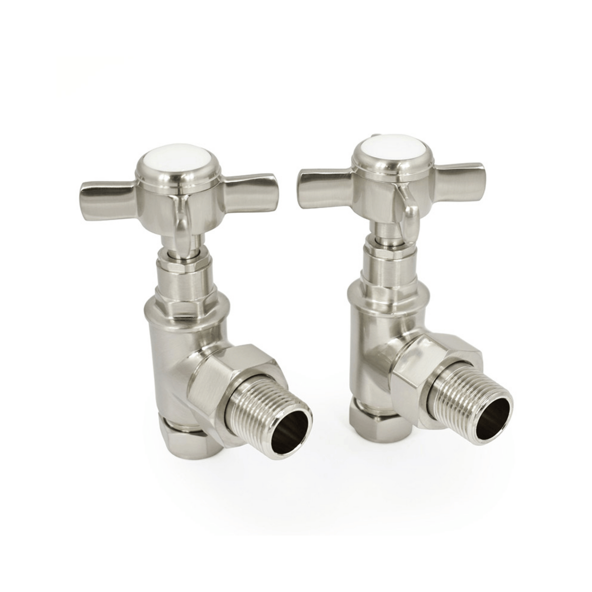 DQ Valo Luxury Manual Radiator Valves - Angled - Brushed Nickel - VALO-ANG-BN