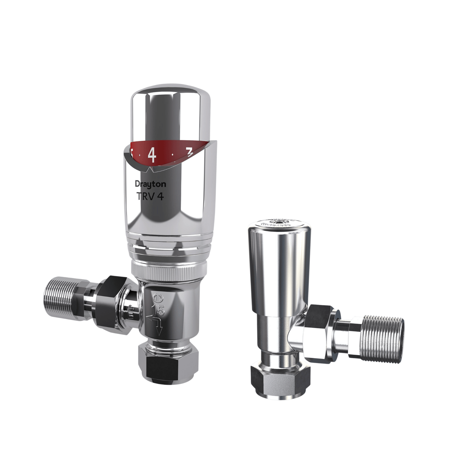 Drayton TRV4 Chrome & Lockshield - Angle - 15mm - Chrome - 07 05 174