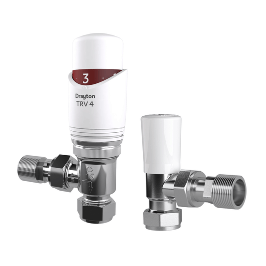 Drayton TRV4 White & Lockshield - Angle - 15mm - White - 07 07 260