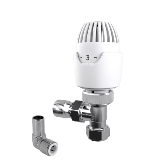 Drayton RT212 TRV with 10mm Push-Fit Elbow - Angle - 15mm - 08 09 211