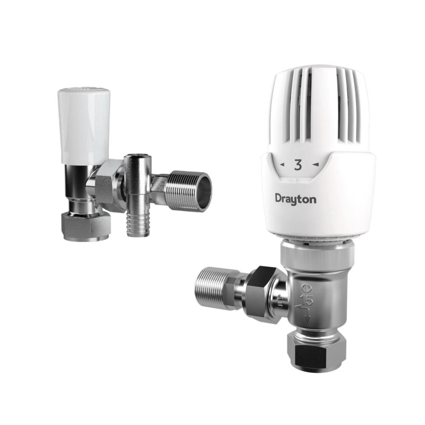 Drayton RT212 TRV & Lockshield Drain Off - Angle - 15mm - 08 09 264