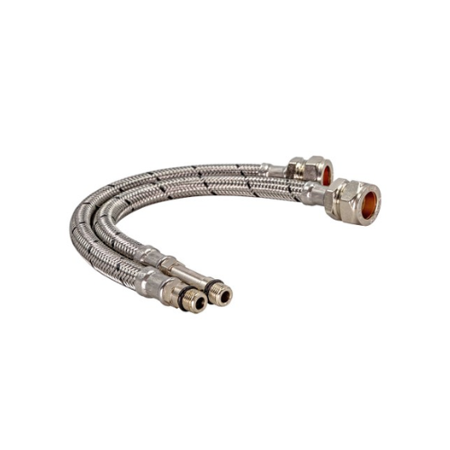 Flexible Monobloc Tap Connector - C x M - Standard Bore - M12 x 15mm x 300mm (Pair) - WRAS Approved