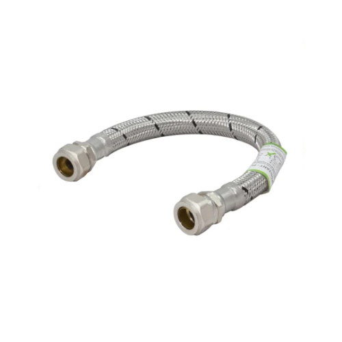 Flexible Tap Connector - C x C - Large Bore - 15mm x 15mm x 300mm - WRAS Approved