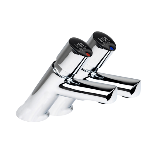 Inta Adjustable Flow Time Non-Concussive Anit-Block Basin-Mounted Tap - Pair - NC177CP