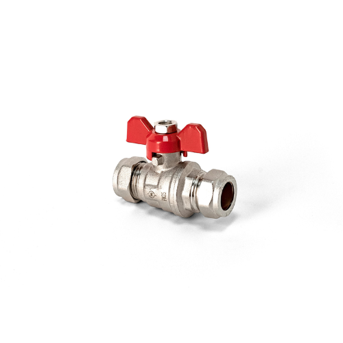 Inta Ball Valve - Full Bore - Red Butterfly Handle - 15mm - BBV209315R