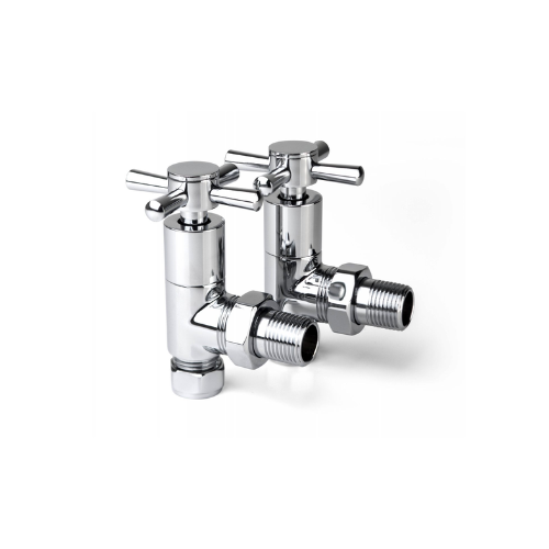 Inta Cross Handle Radiator Valves - Straight - 1/2" x 15mm - Chrome - 1035CP