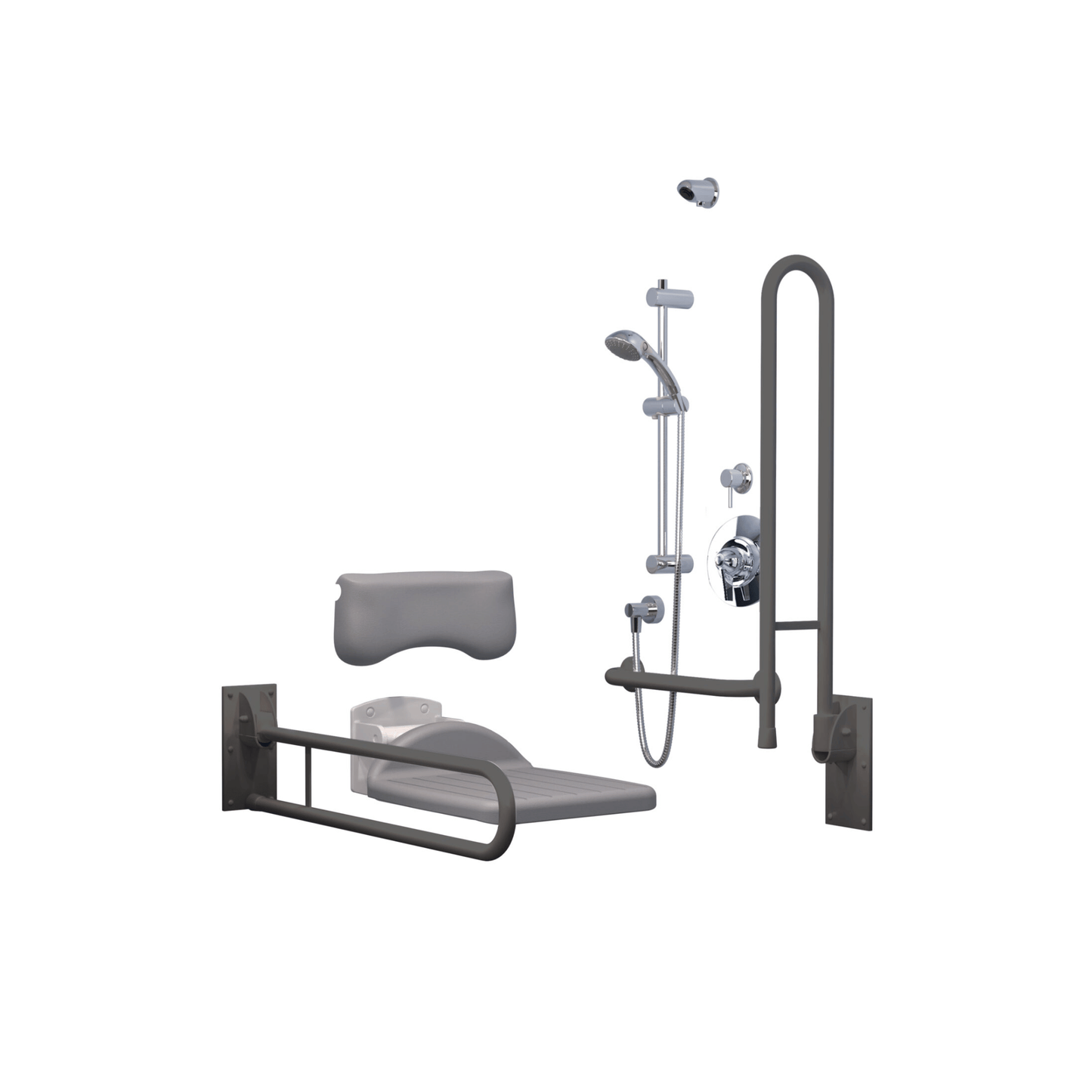 Inta Doc M Shower Room Pack with Rails and Exposed TMV3 Shower - Grey - DMPS904GR