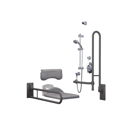 Inta Doc M Shower Room Pack with Rails and Exposed TMV3 Shower - Grey - DMPS904GR
