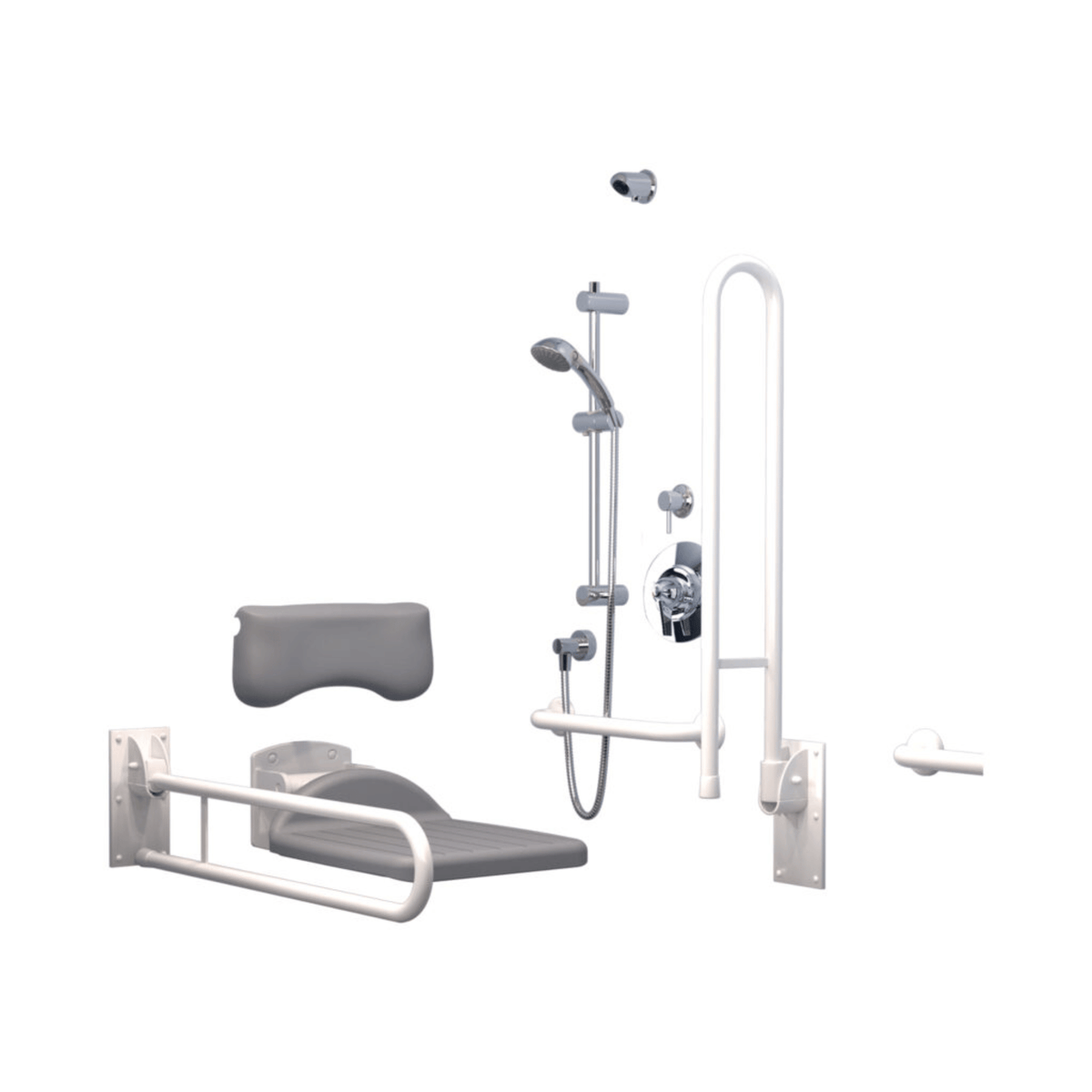 Inta Doc M Shower Room Pack with Rails and Exposed TMV3 Shower - White - DMPS904WH