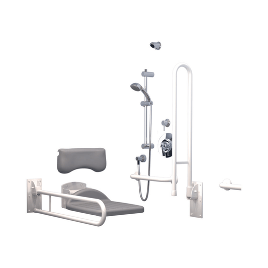 Inta Doc M Shower Room Pack with Rails and Exposed TMV3 Shower - White - DMPS904WH