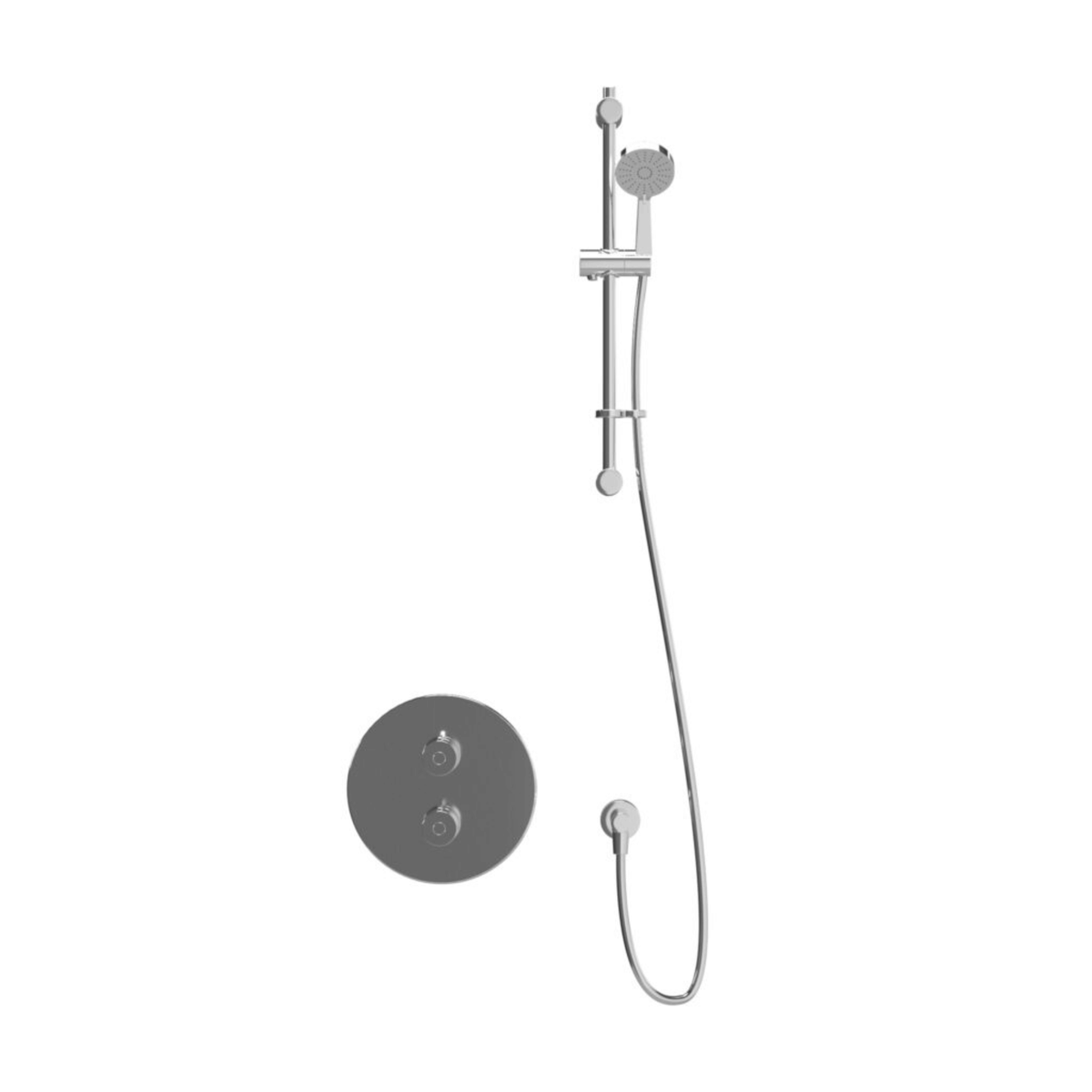 Inta Enzo Concealed Single Outlet Thermostatic Shower with Flexible Riser Kit, Multi-function Handset & Wall Elbow - IX400014CP