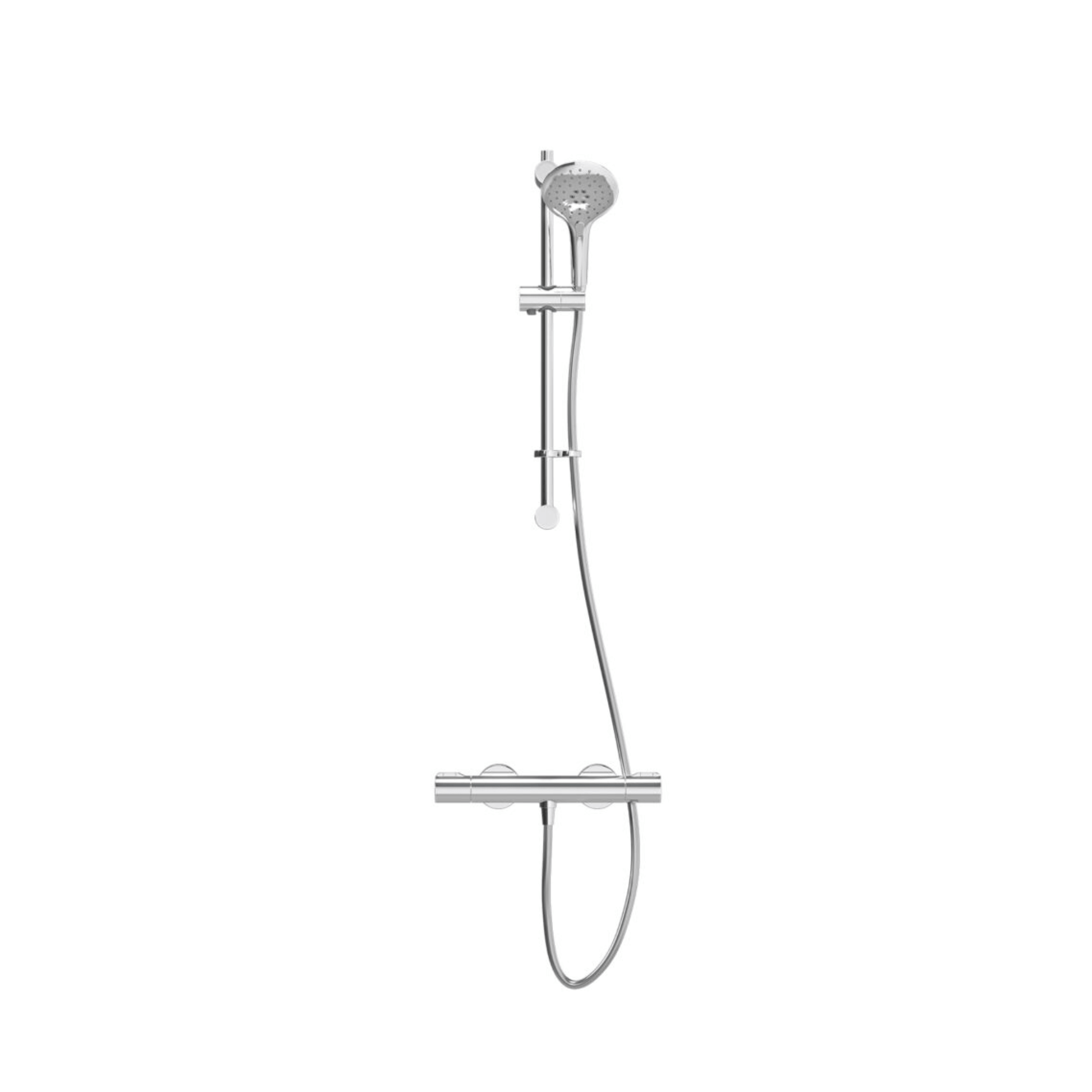 Inta Enzo Deluxe Safe-Touch Single Outlet Thermostatic Shower with Flexible Riser Kit & Multi-function Handset - IX100025CP
