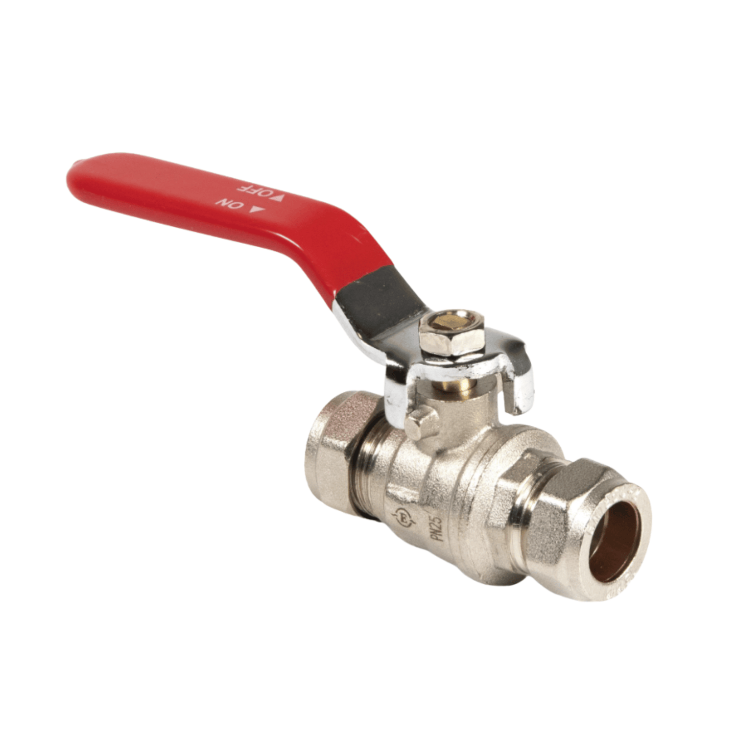 Inta i-Ball Full Bore Compression Ball Valve with Lever Handle - 54mm - Red - LBV209354R
