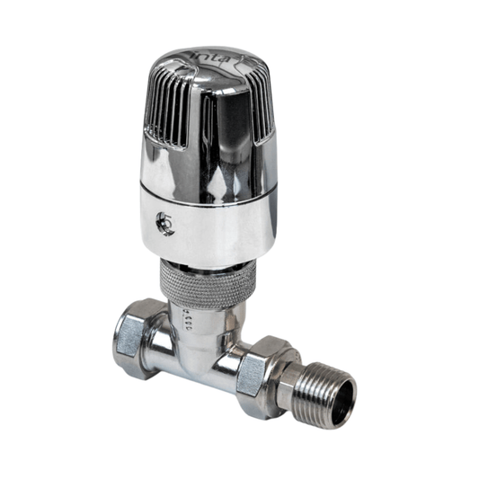 Inta i-Therm Thermostatic Radiator Valve with Lockshield - Straight - 15mm - Chrome - TRVAST15HP