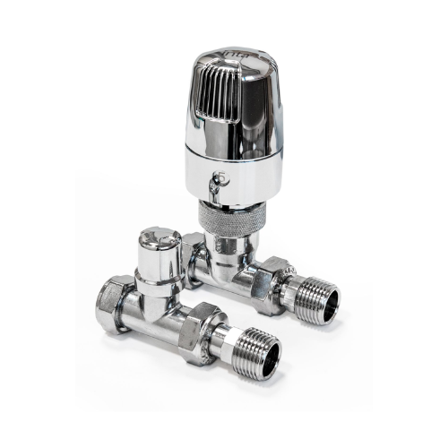 Inta i-Therm TRV with Lockshield - Straight - 15mm - Chrome - 15TWINSCP