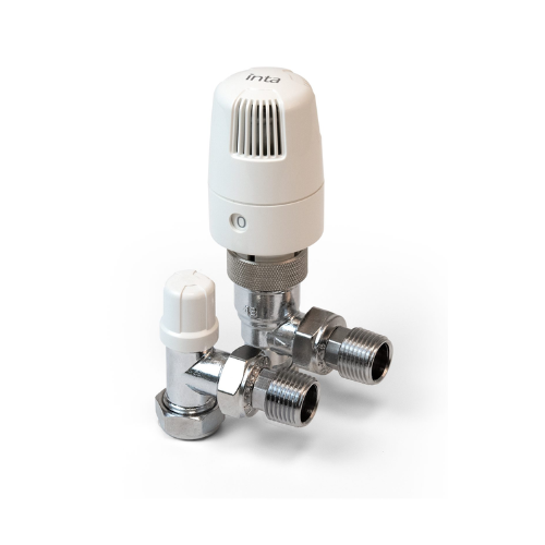 Inta i-Therm TRV with BS2767 Lockshield - Angled - 15mm - 15TWINA10