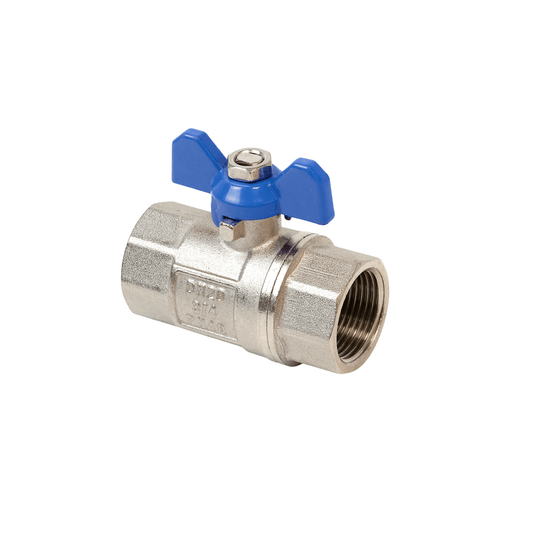 Inta i-Ball Full Bore Ball Valve with Butterfly Handle - Blue - 3/8" Female x Female - BBV0989038B