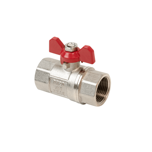 Inta i-Ball Full Bore Ball Valve with Butterfly Handle - Red - 3/8" Female x Female - BBV0989038R