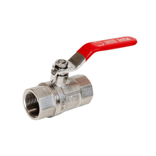 Inta i-Ball Full Bore Ball Valve with Lever Handle - Red - 3/8" Female x Female - LBV0855038R
