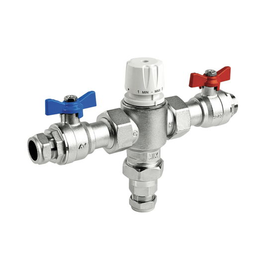 Inta Intamix Pro V Thermostatic Group Mixing Valve with Isolation Unions - 28mm - 61028CPB