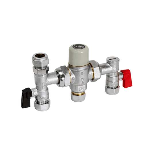 Inta Intamix Thermostatic Mixing Valve with Service Valves & Compression Top Connector - 15mm - 400MS15CP