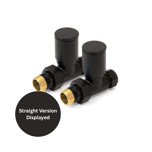 Inta Modern Radiator Valves - Angled - 1/2" x 15mm - Black - 1025BL