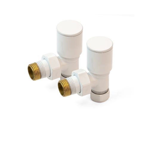 Inta Modern Radiator Valves - Angled - 1/2" x 15mm - White - 1025WH