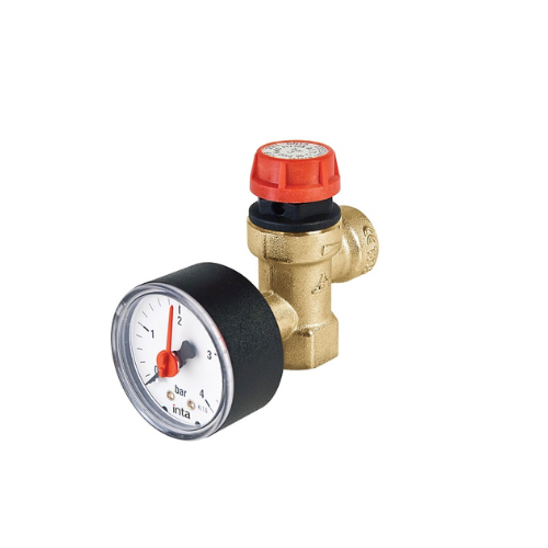 Inta Safety Relief Valve with Gauge - 6 Bar - 3/4" F x F- SRVG35307506