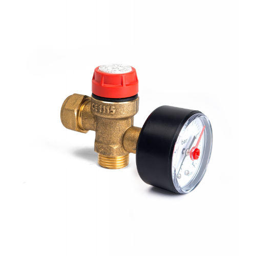 Inta Safety Relief Valve with Gauge - 7 Bar - 1/2" M x F - SRVG35405007