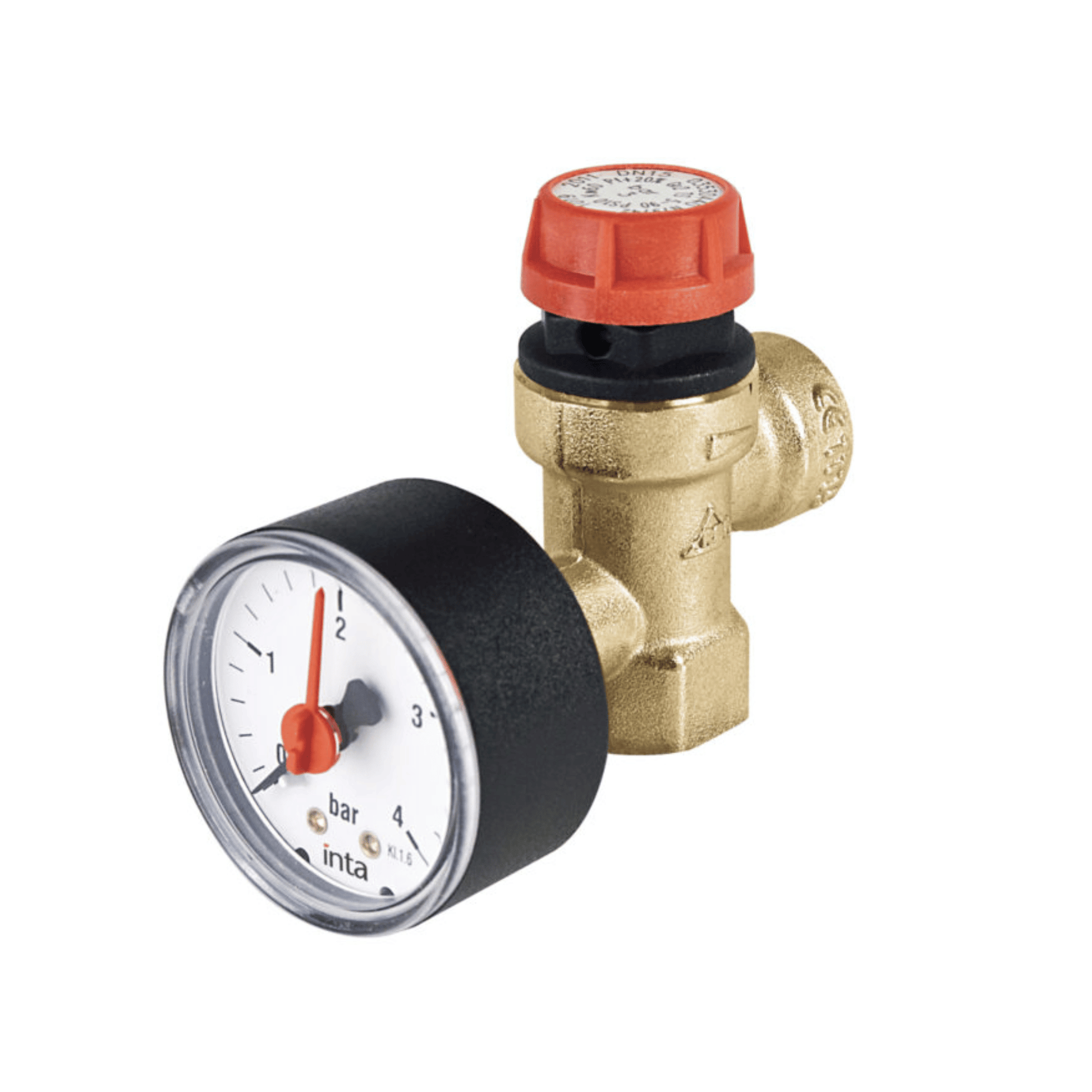 Inta Safety Relief Valve with Gauge - 8 Bar - 3/4" Female x Female - SRVG35307508