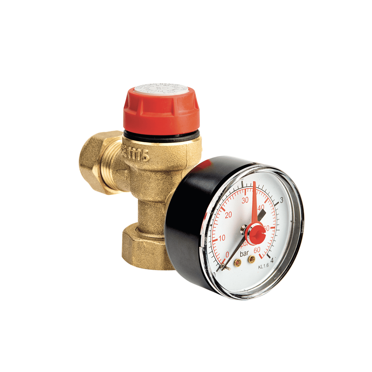 Inta Safety Relief Valve with Gauge - 3 Bar - 3/4" Swivel Nut x 15mm - SRVG353SW05003