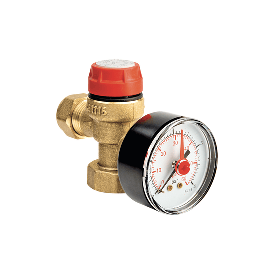 Inta Safety Relief Valve with Gauge - 3 Bar - 3/4" Swivel Nut x 15mm - SRVG353SW05003