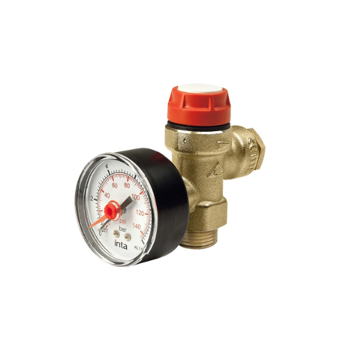 Inta Safety Relief Valve with Gauge - 3 Bar - 3/4" Swivel x 15mm - SRVG353SW05003