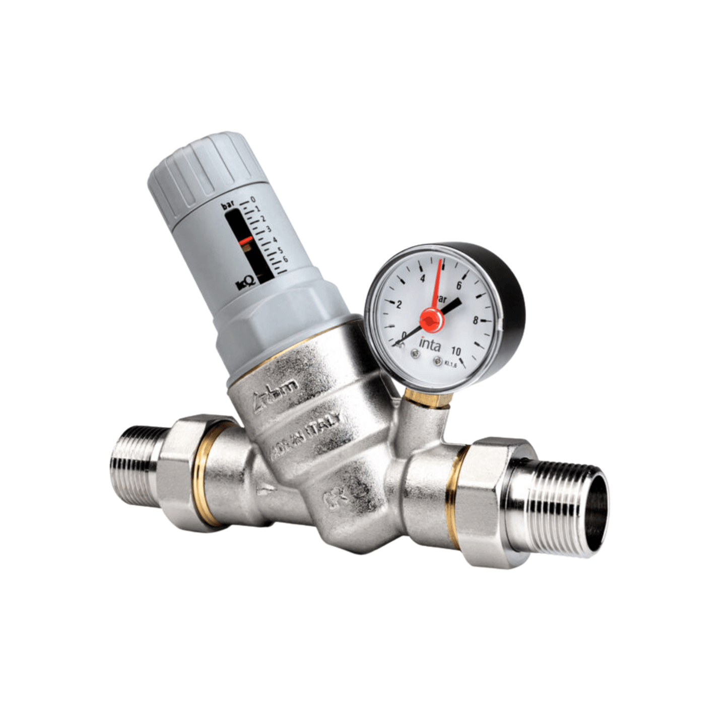 Inta Screwed Iron Dial-up Pressure Reducing Valve with Gauge - 2" Male - PRV223320000G.1