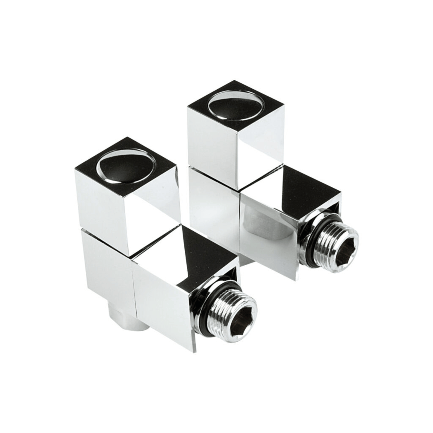 Inta Square Radiator Valves - Angled - 1/2" x 15mm - Chrome - 1030CP