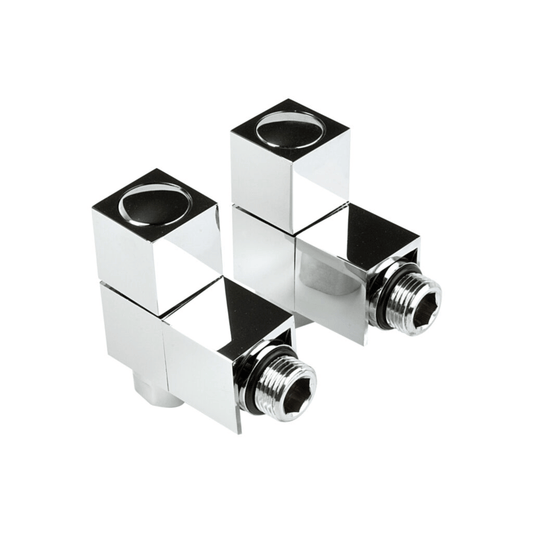 Inta Square Radiator Valves - Angled - 1/2" x 15mm - Chrome - 1030CP