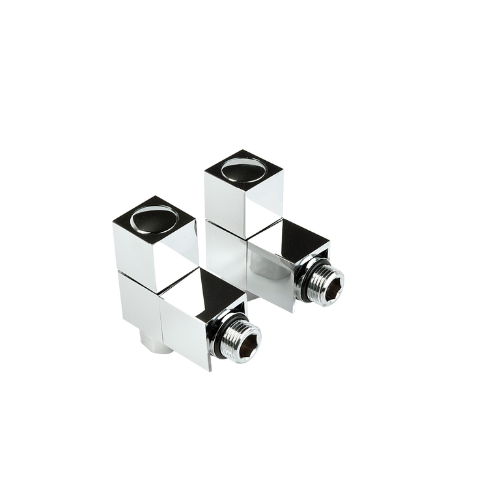 Inta Square Radiator Valves - Angled - 1/2" x 15mm - Chrome - 1030CP