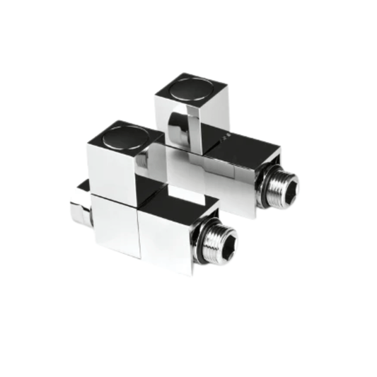 Inta Square Radiator Valves - Straight - 1/2" x 15mm - Chrome - 1031CP