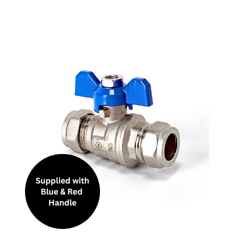 Inta Trade-Tec Ball Valve - Full Bore - Blue and Red Butterfly Handle - 15mm - TR15BBV