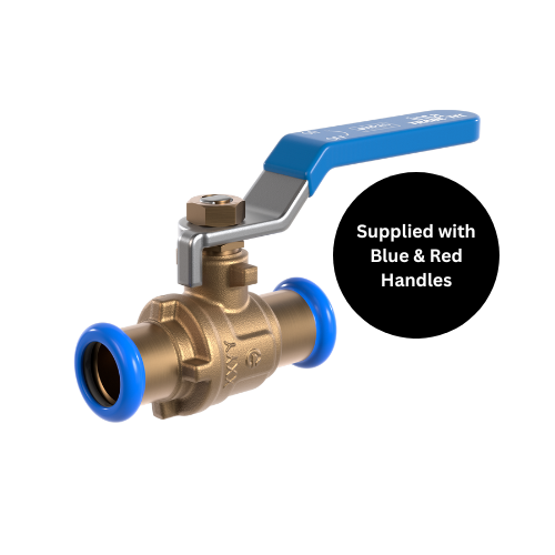 Inta Trade-Tec Press-Fit Ball Valve - Blue and Red Lever Handle Sleeve - 54mm - TR-PFL54R
