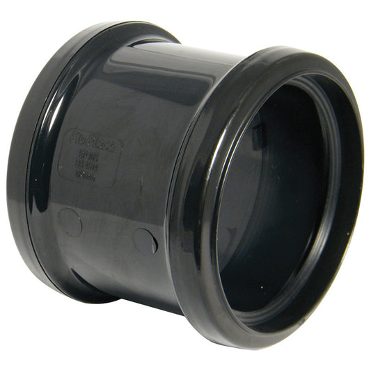 FloPlast 110mm Ring Seal Soil - Double Socket Coupling - Black - SP105B