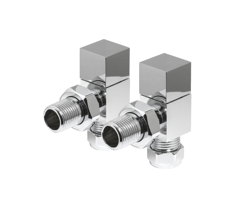 Vitow Modern Square Manual Valves (Pair) - Angled - Chrome