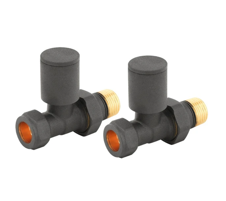 Vitow Modern Round Manual Valves (Pair) - Straight - Anthracite