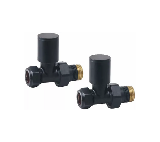 Vitow Modern Round Manual Valves (Pair) - Straight - Black