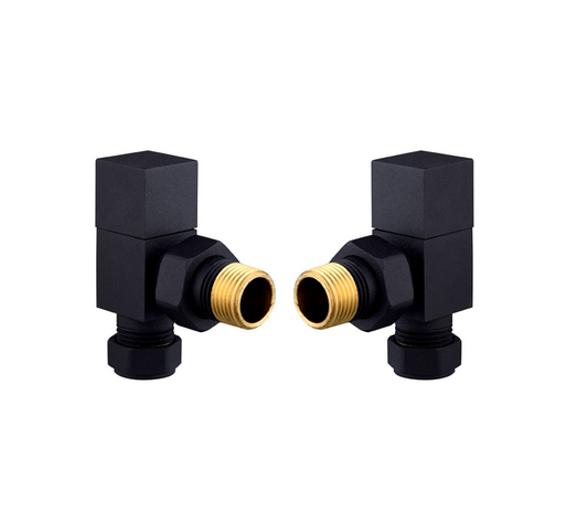 Vitow Modern Square Manual Valves (Pair) - Angled - Black