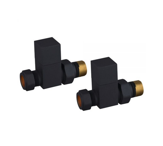 Vitow Modern Square Manual Valves (Pair) - Straight - Black