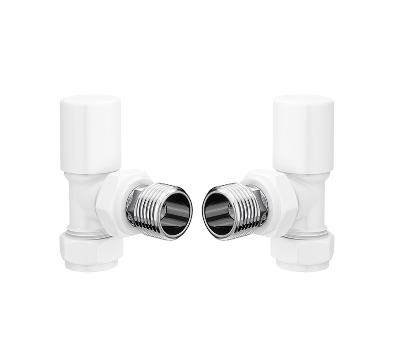 Vitow Modern Round Manual Valves (Pair) - Angled - White