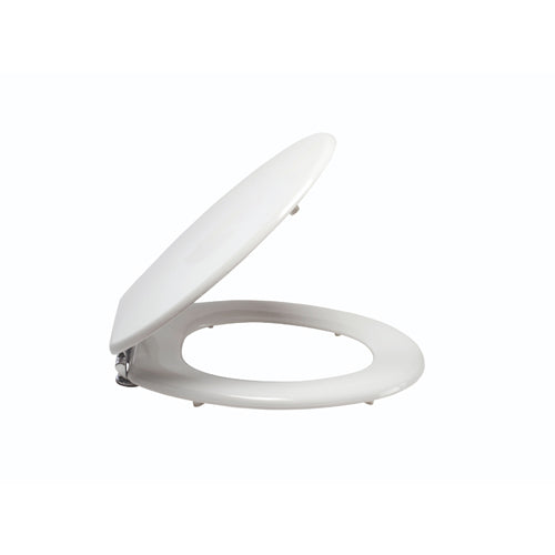Korona Moudled Wood Soft Close Toilet Seat - White with Chrome Hinges