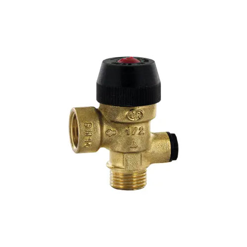 Officine Rigamonti 0489 Series Light Model Pressure Relief Valve Complete with Gauge Port - 3 Bar - 1/2" MBSP x FBSP - 0489.130