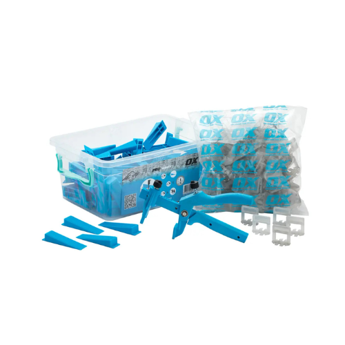 OX Pro Tile Leveling Kit -100 Wedges, 100 1mm x 13mm Spacers and Pliers - OX-P161811